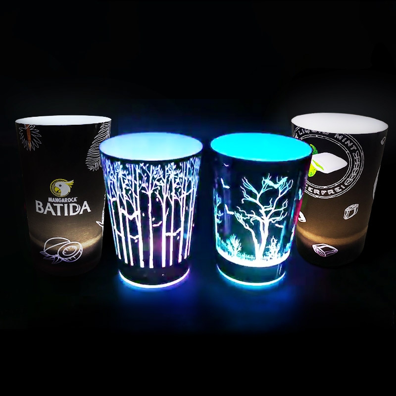Custom logo LED Cup 12oz 14oz 16oz glow cup for Parties 